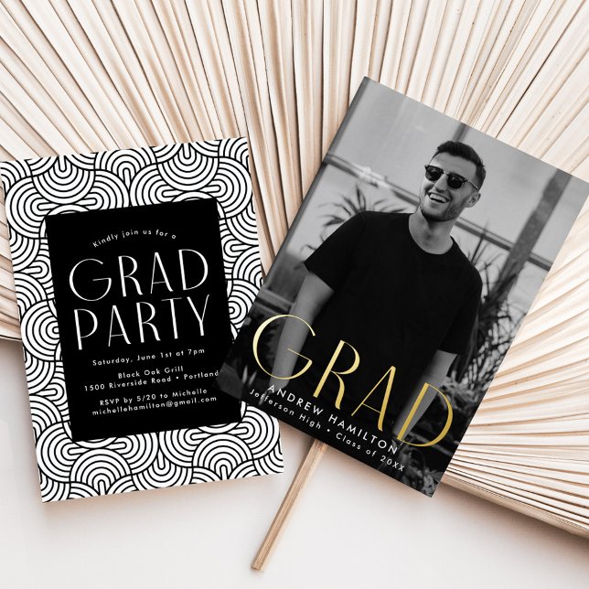 Modern Gold Foil Photo Graduation Party Invitation (Creator Uploaded)