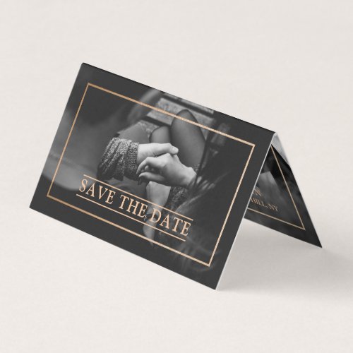 Modern Gold Foil Photo Save The Date Card