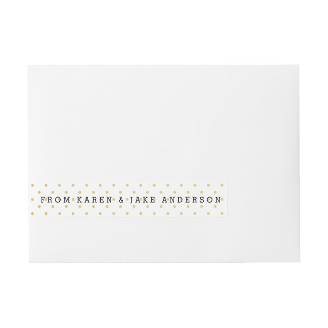 Modern Gold Foil Polka Dots Wrap Around Address Label (Front)
