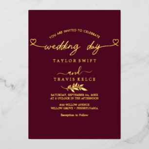 Modern Gold Foil Script Black Photo Wedding  Invitation