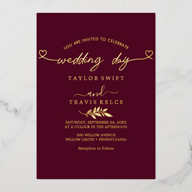 Modern Gold Foil Script Black Photo Wedding  Invitation (Front)