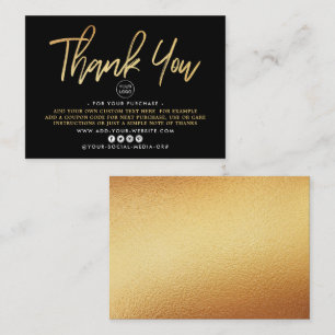 Modern Gold Foil Script Business Thank You Enclosure Card