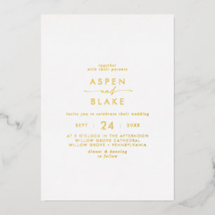 Modern Gold Foil Script Casual Wedding Foil Invitation