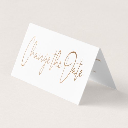 Modern Gold Foil Script Change The Date Card