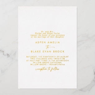 Modern Gold Foil Script Formal Wedding Foil Invitation