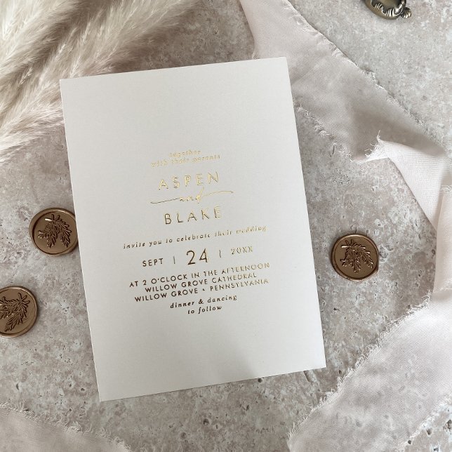 Modern Gold Foil Script | Ivory Casual Wedding Invitation (Creator Uploaded)
