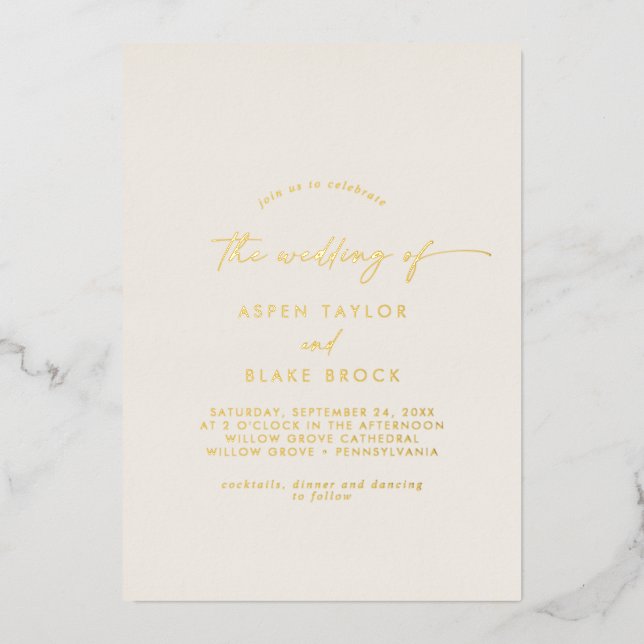 Modern Gold Foil Script | Ivory The Wedding Of Invitation (Front)