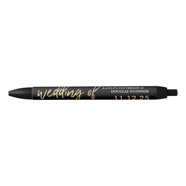 Modern Gold Foil Script Wedding Favor Pen (Front)