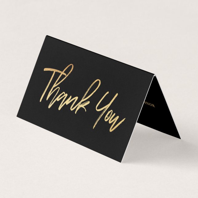 Modern Gold Foil Script Wedding Thank You Card (Front)