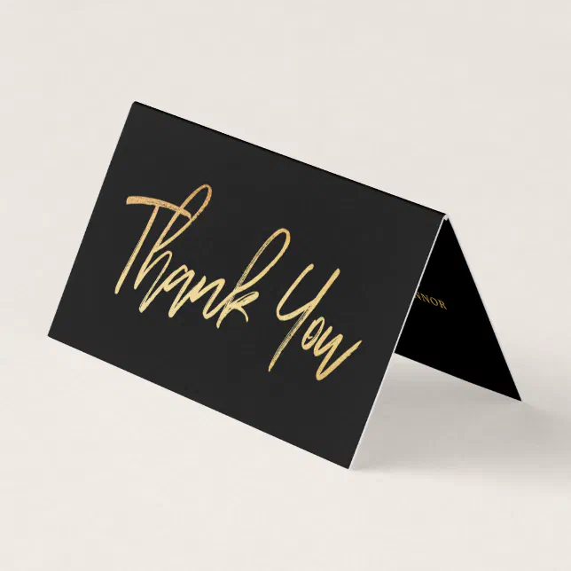 Modern Gold Foil Script Wedding Thank You Card | Zazzle