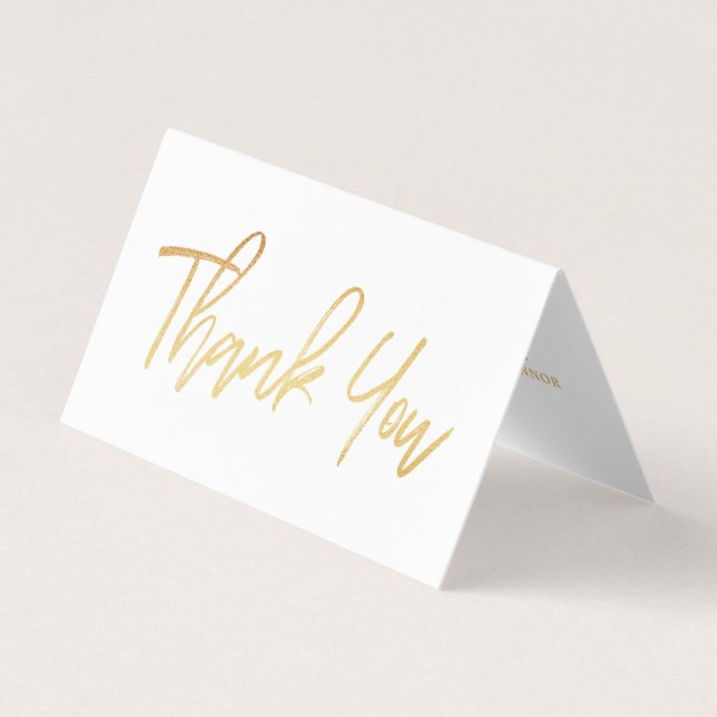 Modern Gold Foil Script Wedding Thank You Card (Front)