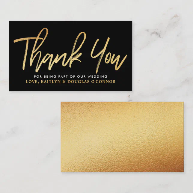 Modern Gold Foil Script Wedding Thank You Enclosure Card | Zazzle