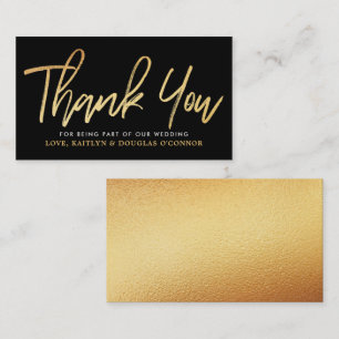 Modern Gold Foil Script Wedding Thank You Enclosure Card