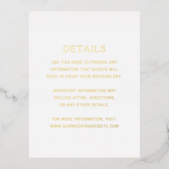 Modern Gold Foil Simple Wedding Enclosure Card (Front)
