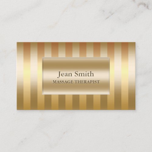 Modern Gold Foil Stripes Massage Therapy Business Card