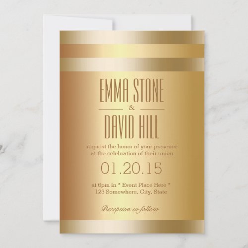 Modern Gold Foil Stripes Wedding Invitations 5" X 7" Invitation Card