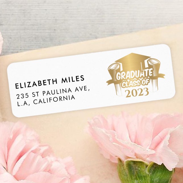 Modern Gold Foil Stylish Graduate | Graduation Label (Creator Uploaded)