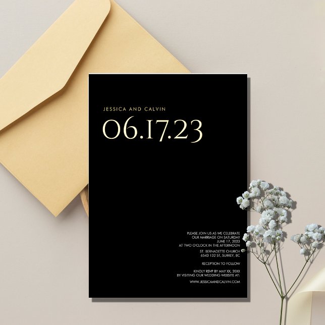 Modern Gold Foil Text Wedding Invitation Foil Invitation (Creator Uploaded)