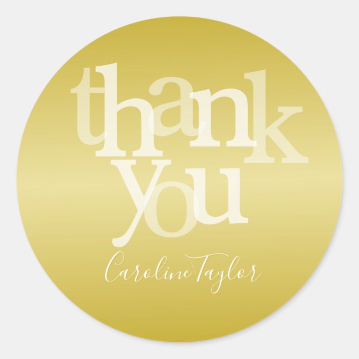 Modern Gold Foil Thank You Classic Round Sticker