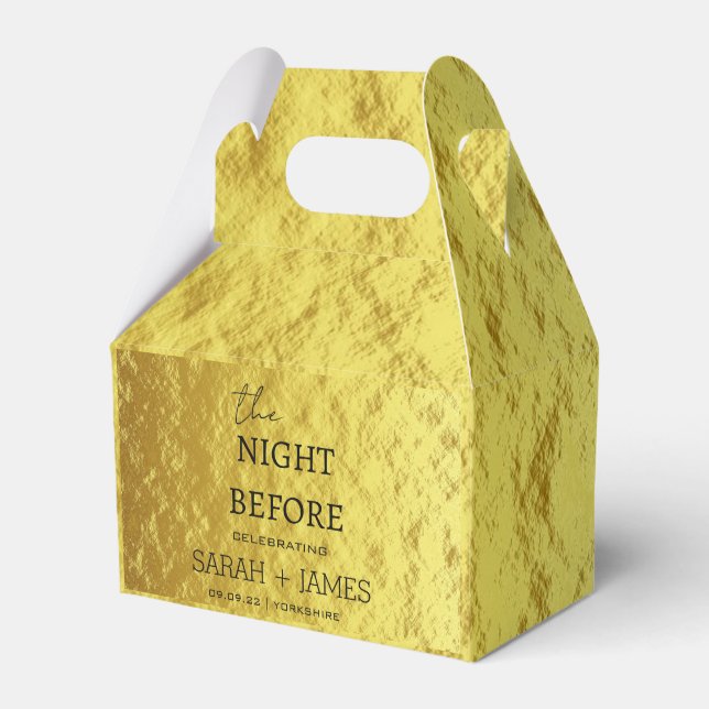 Modern Gold Foil The Night Before Wedding  Favor Boxes (Front Side)