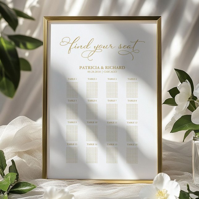 Modern Gold Foil Wedding Seating Chart Sign (Creator Uploaded)