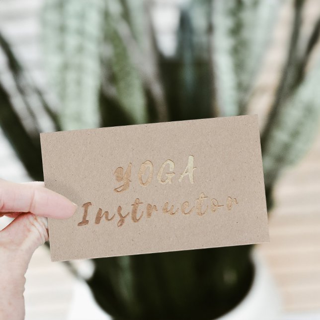 Modern Gold Foil Yoga Instructor Typography Kraft Business Card (Creator Uploaded)