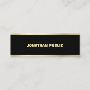 Modern Gold Font Elegant Simple Black Plain Luxury Mini Business Card