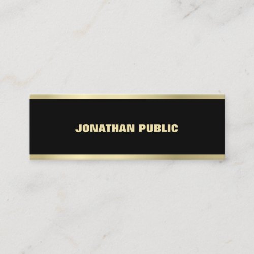 Modern Gold Font Elegant Simple Black Plain Luxury Mini Business Card