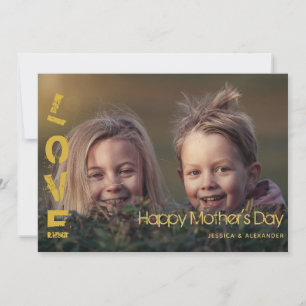 Modern Gold Font Happy Mothers Day Photo Card