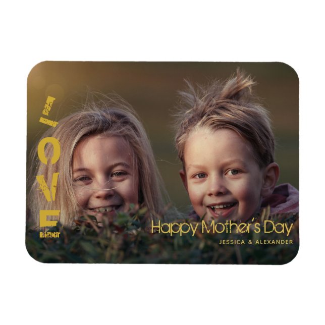 Modern Gold Font Happy Mothers Day Photo Magnet (Horizontal)