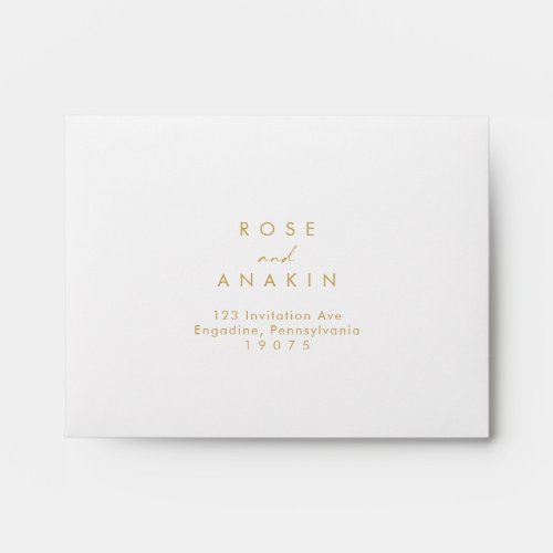 Modern Gold Font Self Addressed RSVP Envelope