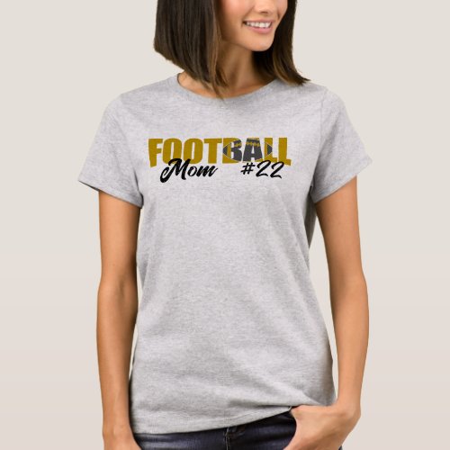 Modern Gold Football Mom T_Shirt