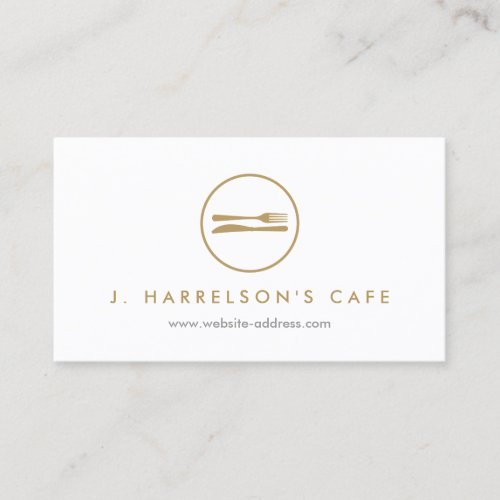 MODERN GOLD FORK &amp; KNIFE LOGO Business Card