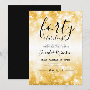 Modern Gold Forty & Fabulous 40th Birthday Invitation