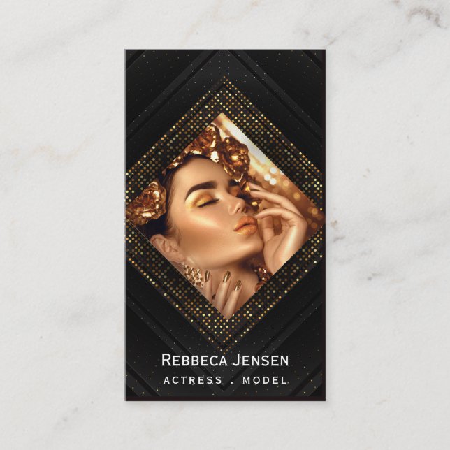 Modern gold frame actor model singer dancer photo business card (Front)