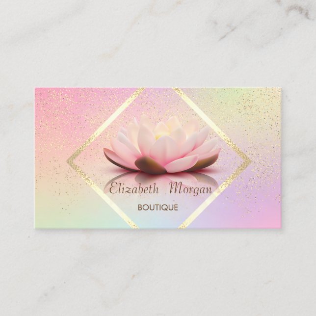 Modern Gold Frame,Confetti Lotus Elegant Business Card (Front)