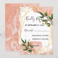 Modern Gold Frame Ivory Green Floral  RSVP