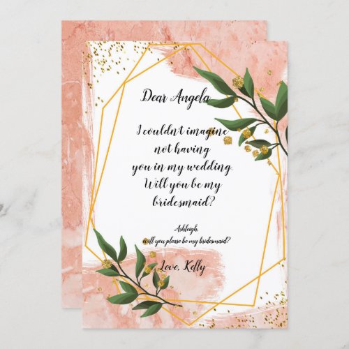 Modern Gold Frame Ivory     will be my bridesmaid Invitation