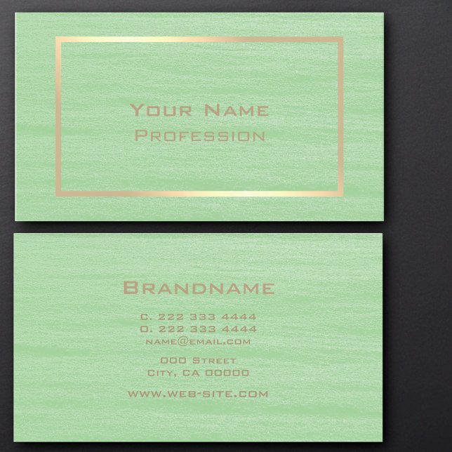 Modern Gold Frame on Mint Colors Professional Business Card (Creator Uploaded)