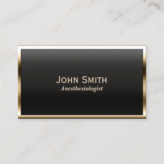 Modern Gold Framed Anesthesiologist Business Card (Front)