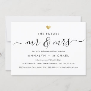 Modern Gold Future Mr and Mrs Engagement Party Invitation