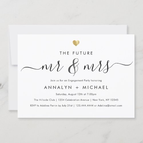 Modern Gold Future Mr and Mrs Engagement Party Invitation