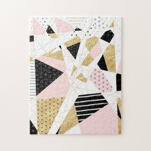 Modern gold geometric abstract design jigsaw puzzle