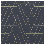 Modern gold geometric abstract triangles navy blue fabric