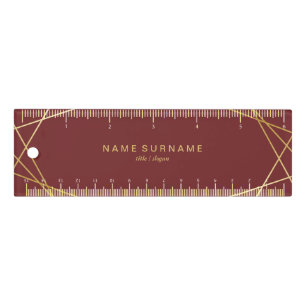 Modern Gold Geometric Burgundy 6" Ruler