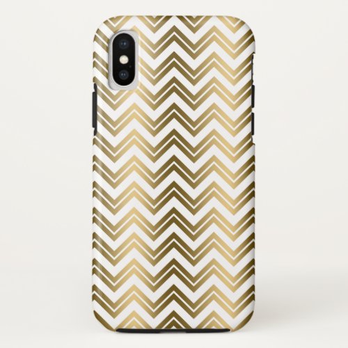 Modern Gold Geometric Chevron Pattern iPhone X Case