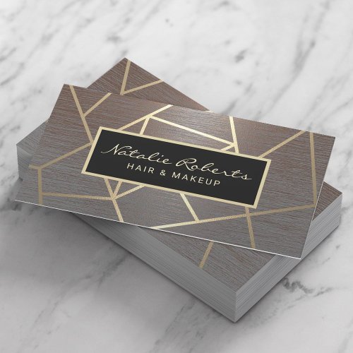 Modern Gold Geometric Copper Beauty Salon Spa Business Card