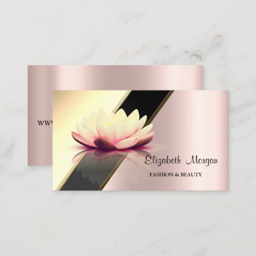  Modern Gold Geometric Lotus Rose Gold Business Card