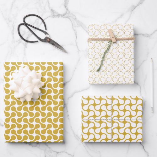 Modern Gold Geometric Metaball Pattern Wrapping Paper Sheets