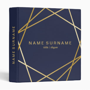 Modern Gold Geometric Midnight Blue 1 inch Binder